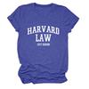 Amazon Ebay Estación Independiente Cómoda Casual Mujer Harvard Law Solo Cuello Redondo Camiseta de Manga Corta al Mayoreo