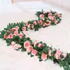 Enredadera de Rosas Artificiales para Cesta Colgante de Balcón, Techo Decorativo, Decoración de Tubería de Aire Acondicionado, Enredadera de Flores para Cubrir y Envolver