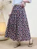 Falda de Algodón Puro con Estampado Floral para Mujer Verano 2026, Falda Larga Estampada Popular, Falda Línea A con Cintura Elástica y Dobladillo Amplio