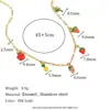 Estilo de Moda Ins Europeu e Americano Nicho Colorido Aço Inoxidável Banhado a Ouro 18K Pulseira Personalizada com Contas de Frutas para Mulheres