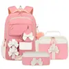 Nueva mochila transfronteriza para estudiantes de primaria, lindo conjunto de tres piezas con lazo, mochila escolar para niñas, gran capacidad, mochila reductora de peso