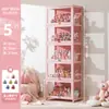 Vitrina de Cristal Rosa para Guardar y Exhibir Artículos, Vitrina a Prueba de Polvo, Armario de Almacenamiento, Vitrina para Figuras