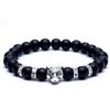 Joias transfronteiriças 8mm pedra fosca cabeça de leopardo pedra vulcânica cabeça de leão pulseira elástica cravejada de diamantes masculina e feminina atacado