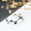 Nafoge Joias de Prata Atacado Anel Fino Clássico Ramo de Prata Tailandesa Anel Retro Esmaltado Feminino Prata de Lei 925