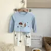 Conjunto de Ropa de Casa Sin Costuras DeRong Otoño e Invierno para Niños [10A Antibacteriano] Conjunto de Dos Piezas de Top y Pantalones de Otoño para Niños y Niñas