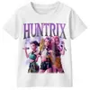 2025 Nova Kpop Caçador de Demônios Anime Harajuku Casual Solta Xadrez Algodão Camiseta Manga Curta Homens e Mulheres