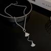 Nuevo collar de ginkgo circonita en forma de abanico para mujer, diseño geométrico de nicho con sentido de la moda y el temperamento, celebridad de Internet, cadena para suéter de alto sentido