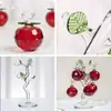 (Vem com um tapete) Ornamento de Árvore de Maçã de Cristal Vermelho Decoração de Sala de Estar Ornamento Artesanato Cristal Artificial Estilo Chinês
