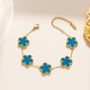 Pulsera de Flor de Ciruelo de Doble Cara Estilo Europeo y Americano 2023 Pulsera de Cinco Flores Pequeñas Moda Femenina Pulsera de Flor Al por Mayor en Stock