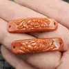 Colgante de Jade con Diseño de Loto de Doble Agujero, Colgante de Collar de Loto de Jade Rojo, Placa de Jade, Colgante de Jade