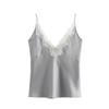Para Aliexpress Lo Más Vendido Transfronterizo Estilo Europeo y Americano Comercio Exterior Ropa de Mujer Camisola con Decoración de Encaje Textura de Satén de Seda