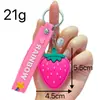 Popular accesorio de llavero de fruta de cuero sintético con diseño único, lindo dije de fresa y aguacate para bolso