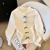 Estilo Coreano Estilo Chanel Botón de Lazo Diseño Suéter Cardigan Suave Cera Otoño e Invierno Nueva Era Reductor de Edad Manga Larga Cuello Redondo Top