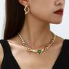 Moda europeia e americana retrô Oriente Médio exagerado grosso corrente metal cobra cabeça esmeralda colar brincos de fronteira joias terno