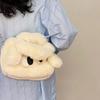 Cachorro de Ojos Grandes Lindo Peluche Bolso de Gran Capacidad Moda Casual para Mujer Bolso de Hombro Cruzado Almacenamiento de Piel de Conejo Imitación