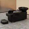 Sillón de peluquería para peinar el cabello Cama para lavar el cabello Cama para el cuidado del cabello Peluquería para hombres Cama para lavar el cabello Estilo de celebridad de internet Sillón semi-reclinable Lavabo profundo Cama para shampoo