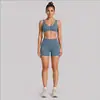 Conjunto de Roupas de Yoga Transfronteiriço para Mulheres, Conjunto de Top de Yoga Esportivo Fitness em Forma de U e Regata Casual Bonita para Corrida com Decote em V Profundo