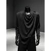 Camiseta longa plissada em camadas para homens e mulheres, camisa base fina e solta para o outono, top com design moderno estilo americano