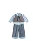 Ropa para Niños Bangxuan Camisa de Encaje Otoñal Chaleco de Punto para Niñas Pantalones a Cuadros Conjunto de Dos Piezas para Bebé Atuendo Infantil