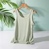 Camisola pequeña de verano para mujer, camisa interior fina, color liso, sin mangas, para uso exterior, banda ancha con rosca.