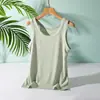 Chaleco de Algodón con Hilo y Cuello Redondo para Mujer, Camiseta Interior Anti-Exposición de Verano, Hombros Anchos para Cubrir los Pechos, Top sin Mangas con Tirantes Internos