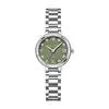 Nuevo Reloj Versátil de Banda de Acero Transfronterizo para Mujer al por Mayor, Lujo Ligero, Sensación de Alta Gama, Reloj Verde Aguacate para Mujer con Incrustaciones de Diamantes Brillantes