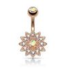 Explosões de e-commerce transfronteiriço aço inoxidável zircônia girassol piercing de umbigo flor de diamante anel de umbigo joia de piercing