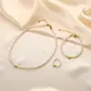 Conjunto de Joias Elegante Estilo Francês Colar Pequeno de Pérola em Forma de Coração Pulseira Corrente Elegante de Alto Padrão para Clavícula Presente de Dia dos Namorados