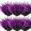 8 Manojos de Flores de Lavanda Artificial Resistentes a los Rayos UV - Adecuado para Decoración Interior y Exterior Pantalla Estacional