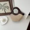 Nueva Bolsa de Playa Popular Estilo Resort Primavera Verano para Mujer Bolso de Mano Bloque de Color Bolso Cruzado de Cadena Tejida Hecho a Mano de Alta Calidad
