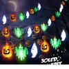 Nueva cadena de luces de colores transfronteriza decoración de Halloween Araña murciélago fantasma calabaza festival de fantasmas luces decorativas cadena de luces colgantes