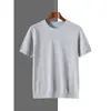 Verão Novo Algodão Puro Masculino Tricô Manga Curta Gola Redonda Cor Sólida Solto Versátil Vazado Camiseta Manga Meia Fabricante Atacado