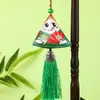 Bolsita del Festival del Bote del Dragón, Bolsita Triangular de Borla para Zongzi Estilo Chino Tradicional Bordada a Mano, Bolsita de Artemisa para Bendiciones, Bolsa Portátil