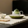 Porta-copo de cerâmica com peônia e borboleta pintados à mão, bandeja para gaiwan, pires, bandeja para chá seco, bandeja para vaso, prato de frutas, bandeja para lanches de chá