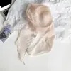 Lenço de Seda Fashion com Textura Elegante, Lenço de Borda Estreita para Mulheres na Primavera e Verão, Lenço Longo Decorativo Estilo Coreano