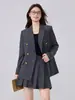 Outono e Inverno Elegante Terno de Botão Duplo Terno Feminino Roupa Formal Ol Roupa de Trabalho Entrevista de Emprego Preto Casual Roupa Profissional Roupas Femininas