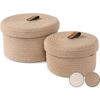Cesta de almacenamiento tejida con cuerda de algodón de comercio exterior, caja de almacenamiento, almacenamiento de escritorio con tapa, cesta de almacenamiento de hilo de algodón para juguetes y bocadillos, venta al por mayor