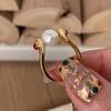 Estilo Antigo Médio Diamante Transportando Pérola Espinho Paz Amor Coroa Anel Anel Empilhável Feminino Design de Trefilação de Alta Qualidade