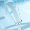 Collar de Plata de Ley S925 Incrustado con Piedras Preciosas Moradas Colgante Completo de Diamante Cadena para Clavícula de Lujo Accesible Forma de Corazón Lujo Accesible Sentido de Alta Gama