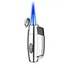Encendedor de Doble Chorro de Venta Caliente Transfronterizo, Encendedor Metálico Creativo, A Prueba de Viento, Sensación de Alta Gama, Encendedor de Alta Potencia, Modelo Nuevo