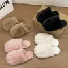 Pantuflas de algodón cálidas y suaves para el hogar, de moda, punta cerrada, forradas de felpa para el hogar, cómodas pantuflas de interior para mujer, negras