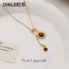 Colar Corrente de Suéter Dourado com Pedra Olho de Tigre para Mulheres, Corrente de Suéter Estilo Novo, Elegante e de Alto Padrão, Luxo Leve para Outono e Inverno