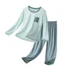 Ropa de Casa para Niños, Pantalón Largo de Manga Larga para Niños, Pijama de Lyocell para Niños, Conjuntos Familiares a Juego para Niñas, Conjunto de Ropa para Estudiantes con Aire Acondicionado
