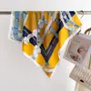 Lenço fino de seda artificial para primavera e verão, lenço quadrado de 70cm, protetor de pescoço, lenço decorativo, popular nas redes sociais, lenço de seda feminino