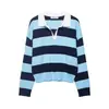 Ropa de punto para mujer de comercio exterior europeo y americano ZA, popular en AliExpress, suéter de punto casual vintage a rayas para otoño