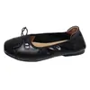 Versión en stock~Bailarinas vintage rojas con lazo para mujer, zapatos sin cordones de punta cuadrada poco profundos
