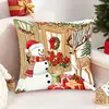 Ambiente Cálido, Estilo Europeo y Americano, Funda de Almohada Navideña, Ambiente Festivo en Casa, Reno, Papá Noel