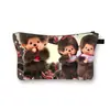 Nueva Bolsa de Maquillaje Monchichi de un Solo Lado para Niñas, Bolso de Mano Portátil de Gran Capacidad, Linda Bolsa de Almacenamiento de Escritorio al por Mayor
