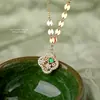 Collar de Plata de Ley S925 Trébol de Cuatro Hojas de la Suerte para Mujer, Nuevo Estilo Chino para Transmisión en Vivo de TikTok con Cadena para Clavícula Incrustada con Circonita