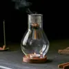 Portavelas Estilo Zen con Pantalla de Vidrio a Prueba de Viento, Lámpara de Cera Aromaterapia para el Hogar Estilo Retro Chino, Adorno Decorativo para Sala de Té